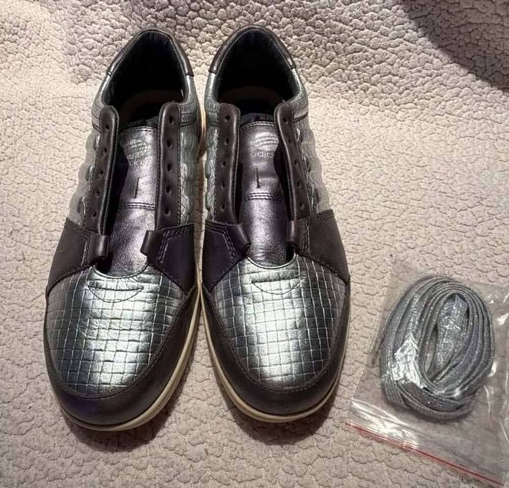 Adidas by Stella McCartney Silver Metallic and Croc-Embossed Low-Top Sneakers wi